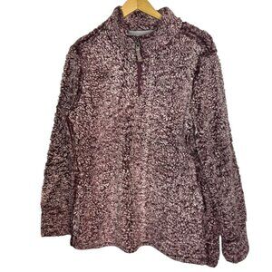 Weatherproof Women's L 1/4 Zip Teddy Fleece Pullover Maroon Mauve‎ Cozy Winter